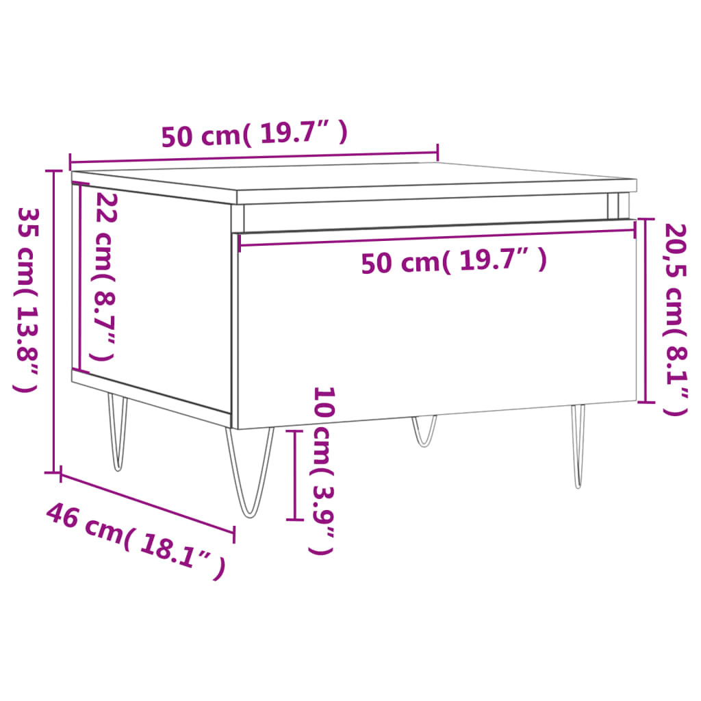 Stolići za kavu 2 kom boja hrasta 50x46x35 cm konstruirano drvo