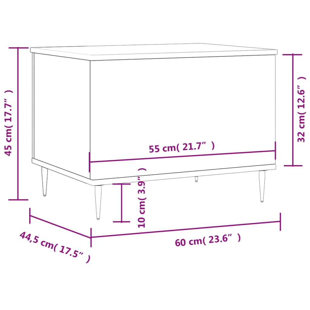 Stolić za kavu crni 60 x 44,5 x 45 cm od konstruiranog drva