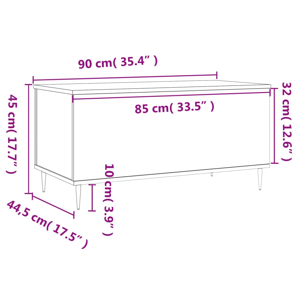 Stolić za kavu bijeli 90 x 44,5 x 45 cm od konstruiranog drva