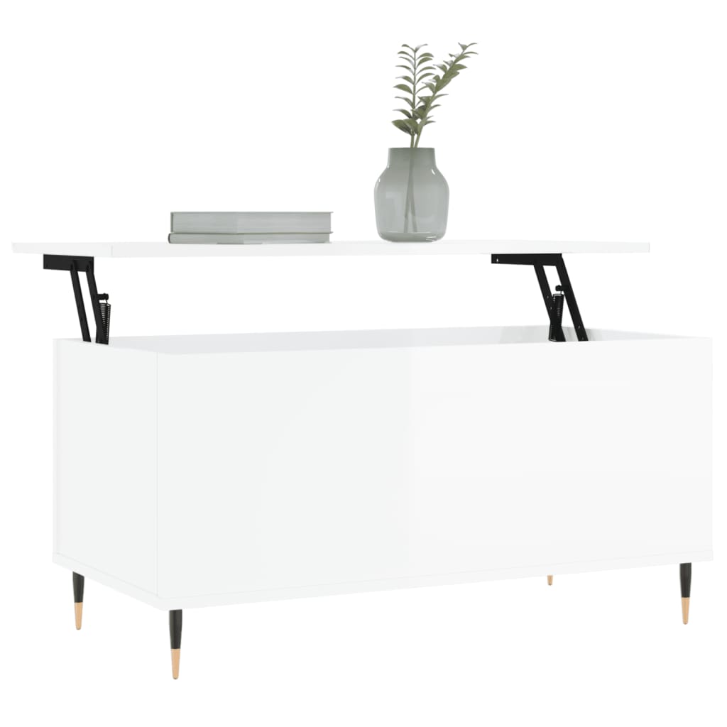 Stolić za kavu sjajni bijeli 90x44,5x45 cm konstruirano drvo