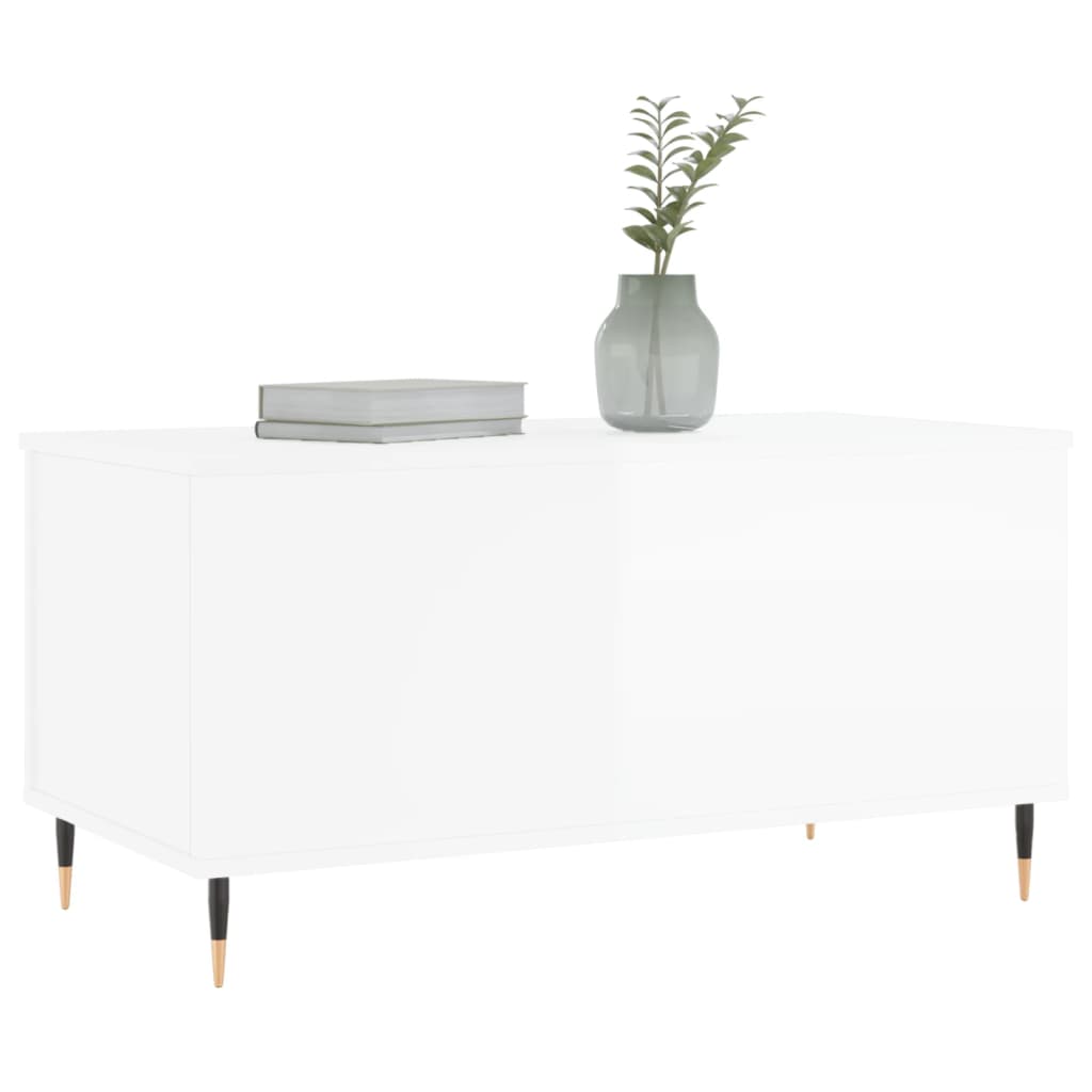 Stolić za kavu sjajni bijeli 90x44,5x45 cm konstruirano drvo
