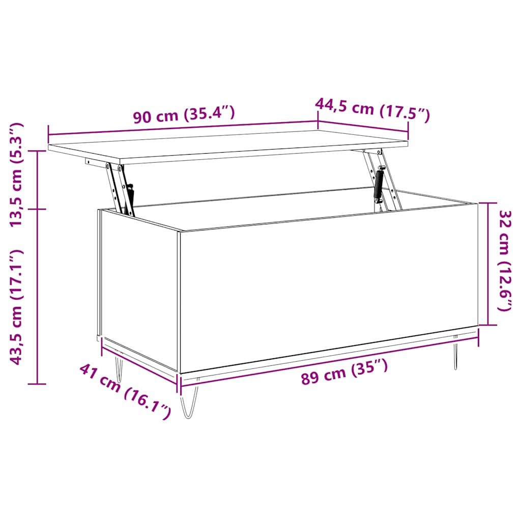 Stolić za kavu boja hrasta 90 x 44,5 x 45 cm konstruirano drvo