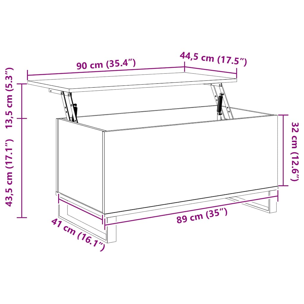 Stolić za kavu siva boja betona 90x44,5x45 cm konstruirano drvo