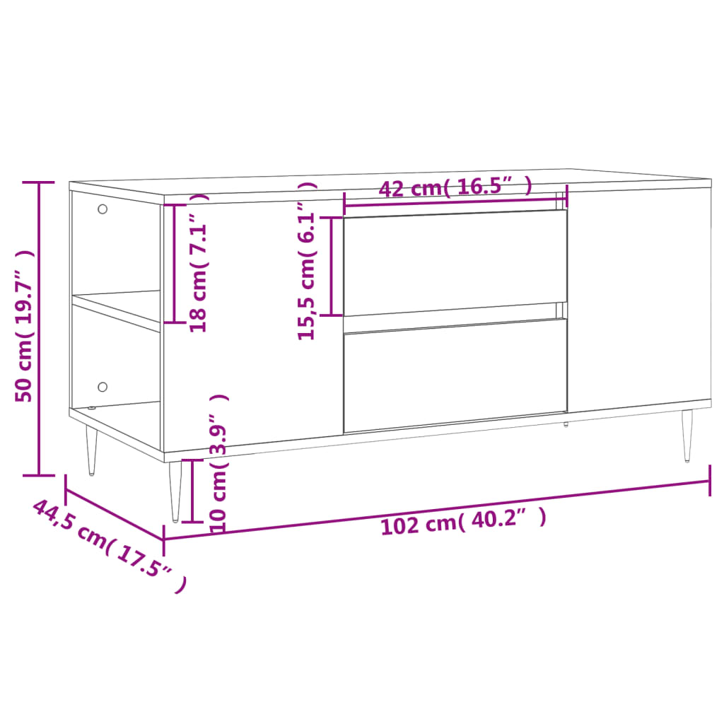 Stolić za kavu crni 102 x 44,5 x 50 cm od konstruiranog drva