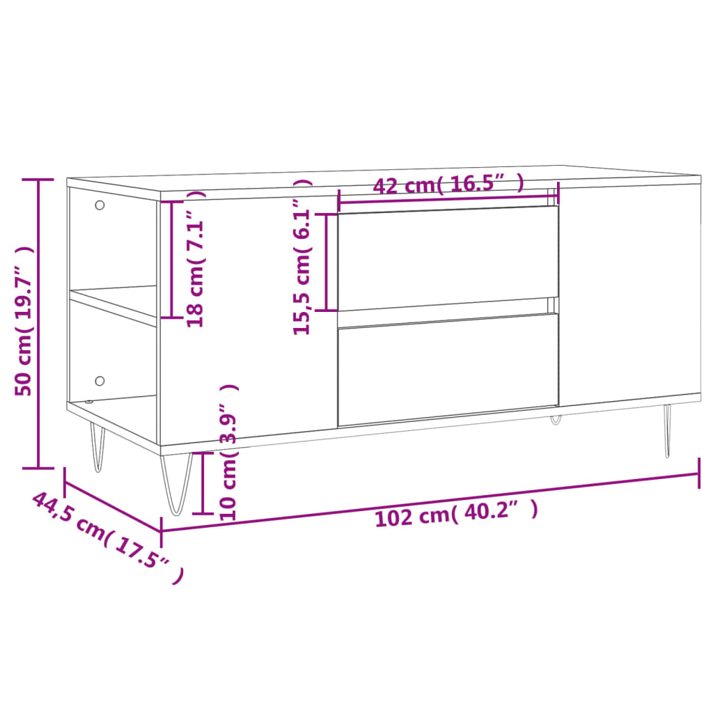 Stolić za kavu boja betona 102x44,5x50 cm od konstruiranog drva Siva