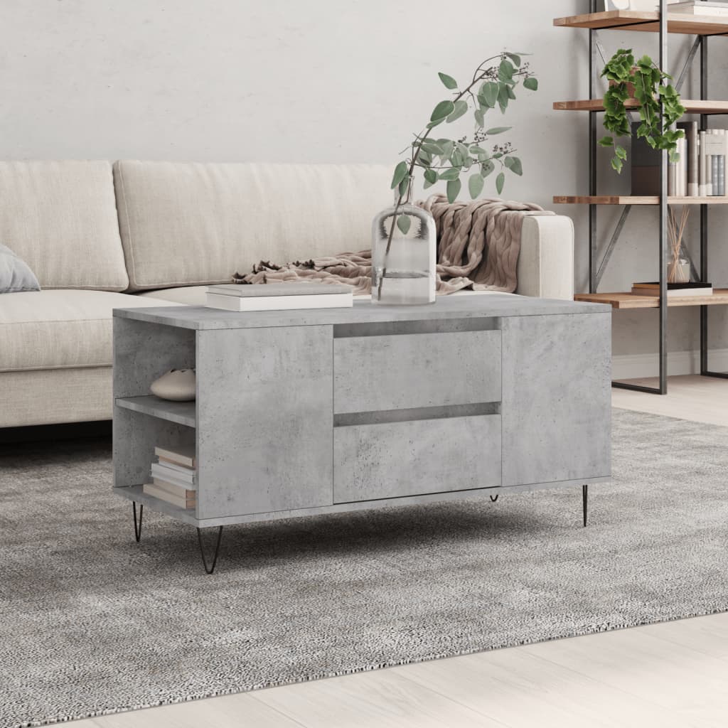 Stolić za kavu boja betona 102x44,5x50 cm od konstruiranog drva Siva