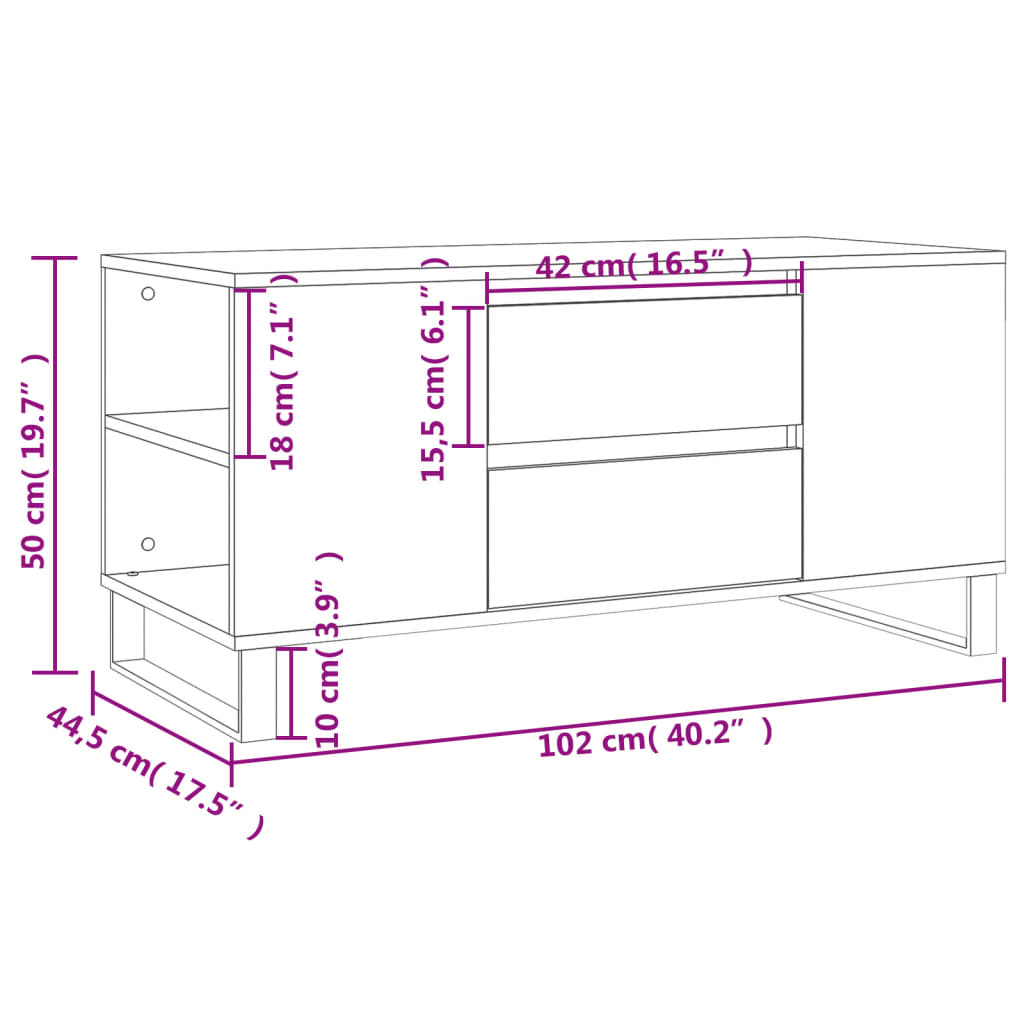 Stolić za kavu boja hrasta 102x44,5x50 cm od konstruiranog drva