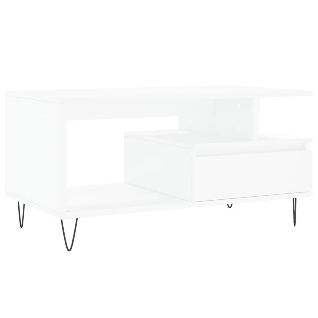 Stolić za kavu bijeli 90 x 49 x 45 cm od konstruiranog drva