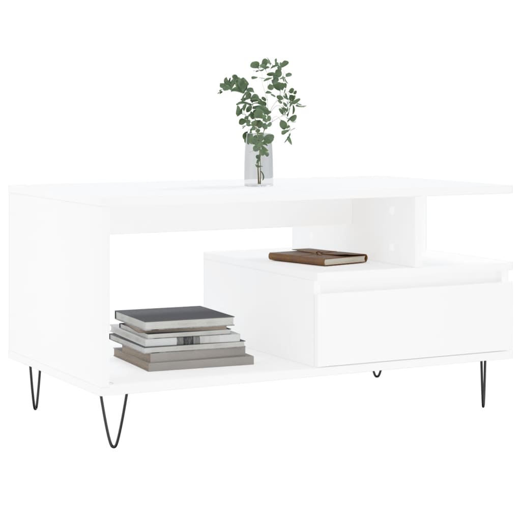Stolić za kavu bijeli 90 x 49 x 45 cm od konstruiranog drva