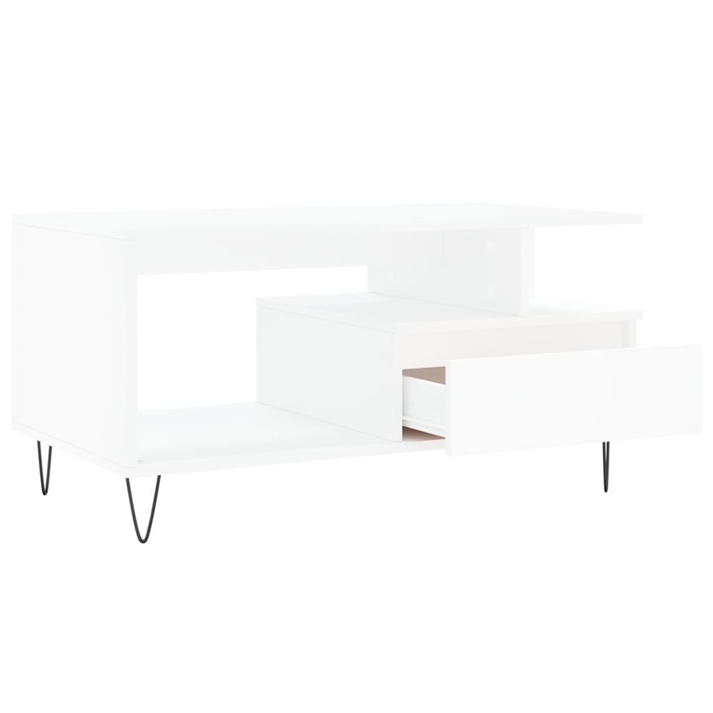 Stolić za kavu bijeli 90 x 49 x 45 cm od konstruiranog drva