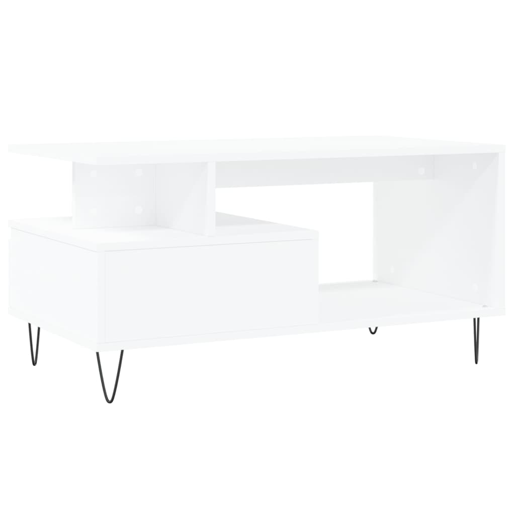 Stolić za kavu bijeli 90 x 49 x 45 cm od konstruiranog drva