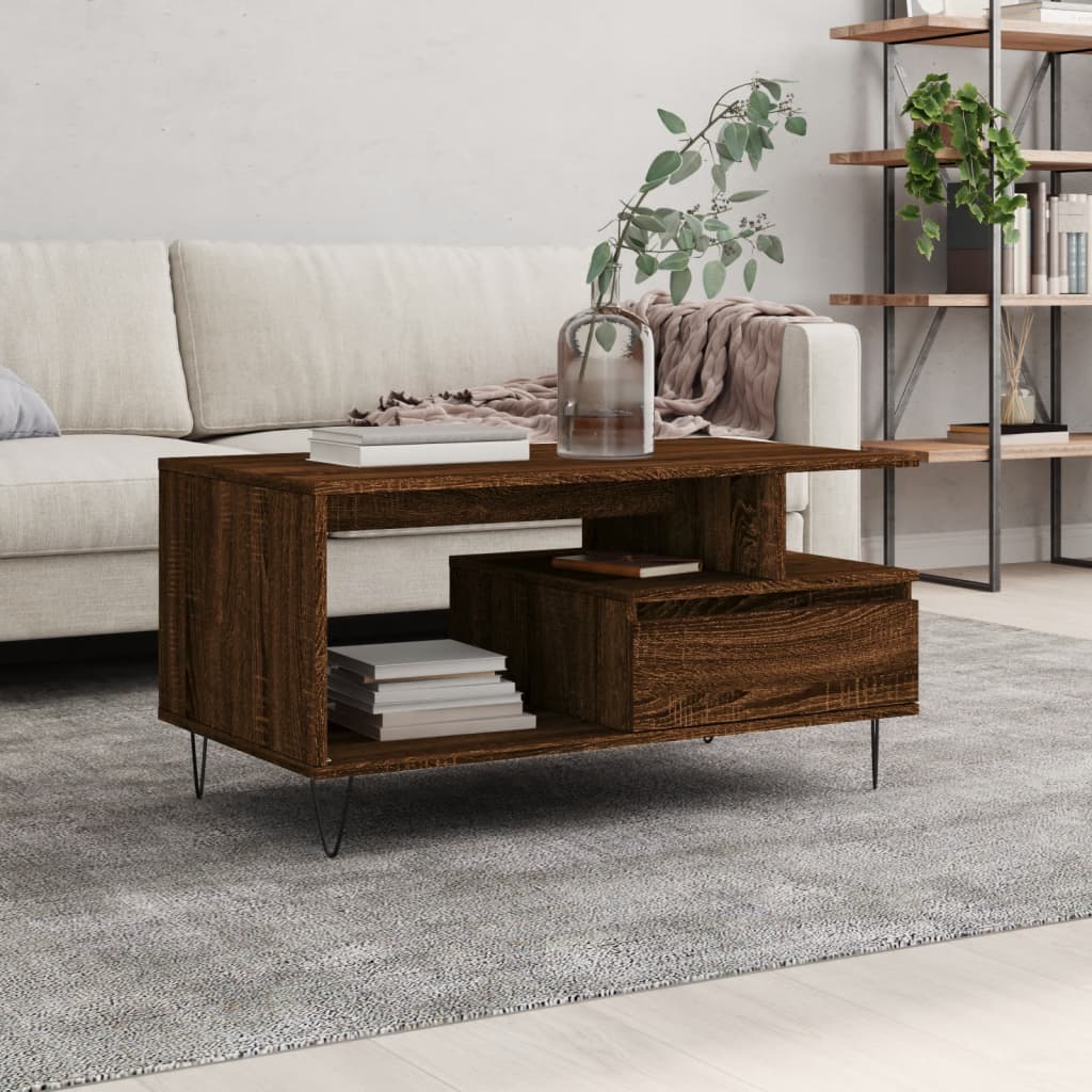 Stolić za kavu boja hrasta 90x49x45 cm konstruirano drvo