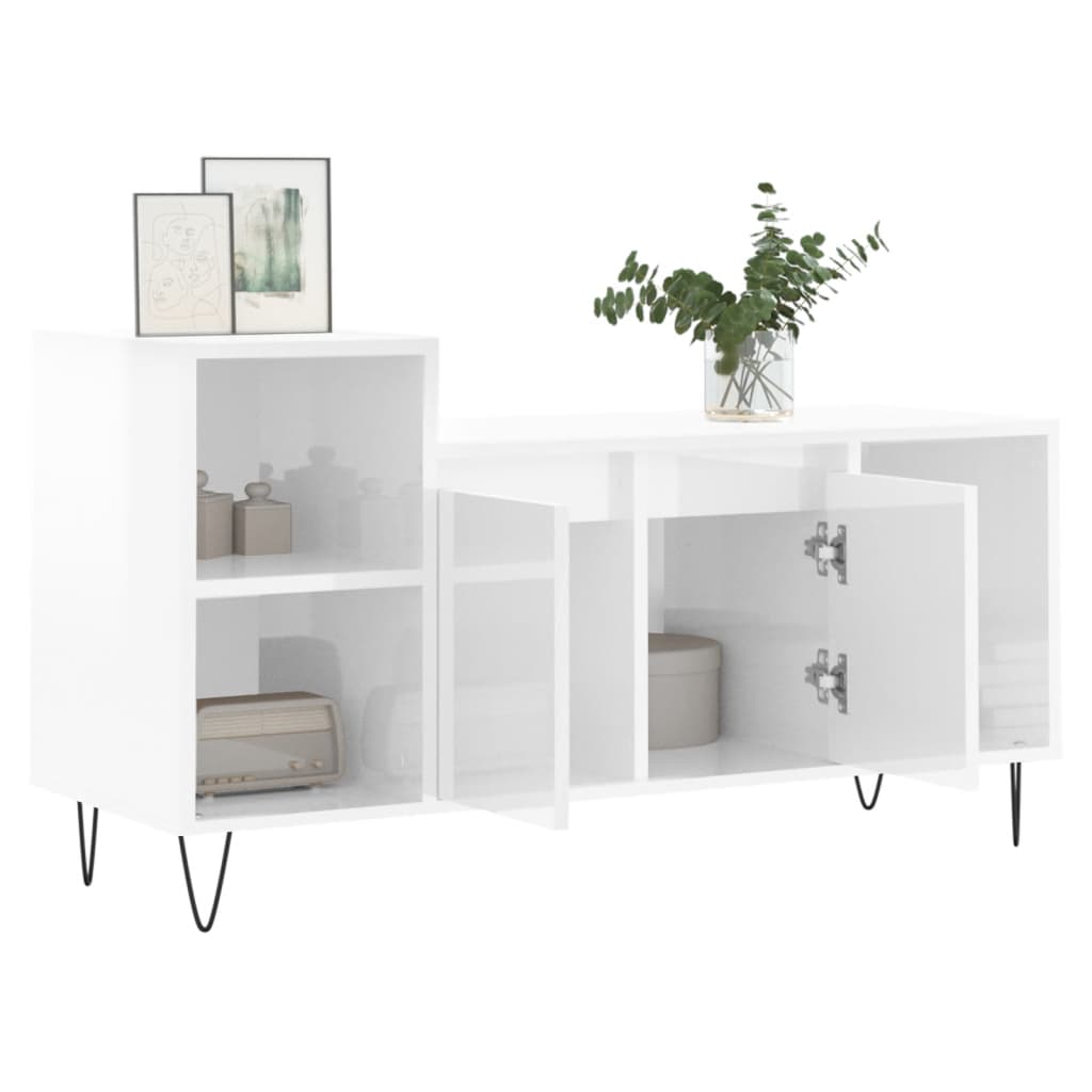 TV ormarić sjajni bijeli 100 x 35 x 55 cm od konstruiranog drva