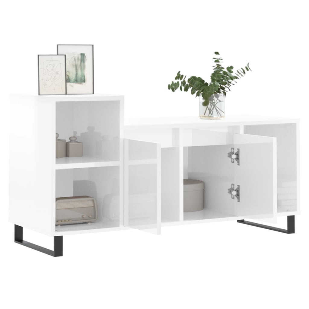 TV ormarić sjajni bijeli 100 x 35 x 55 cm od konstruiranog drva