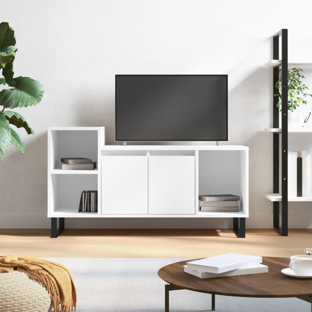 TV ormarić sjajni bijeli 100 x 35 x 55 cm od konstruiranog drva
