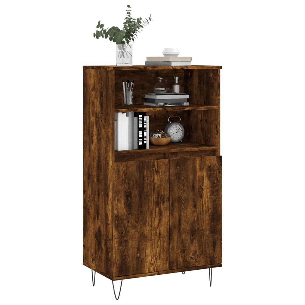 Visoka komoda dimljenog hrasta 60x36x110 cm konstruiranog drva