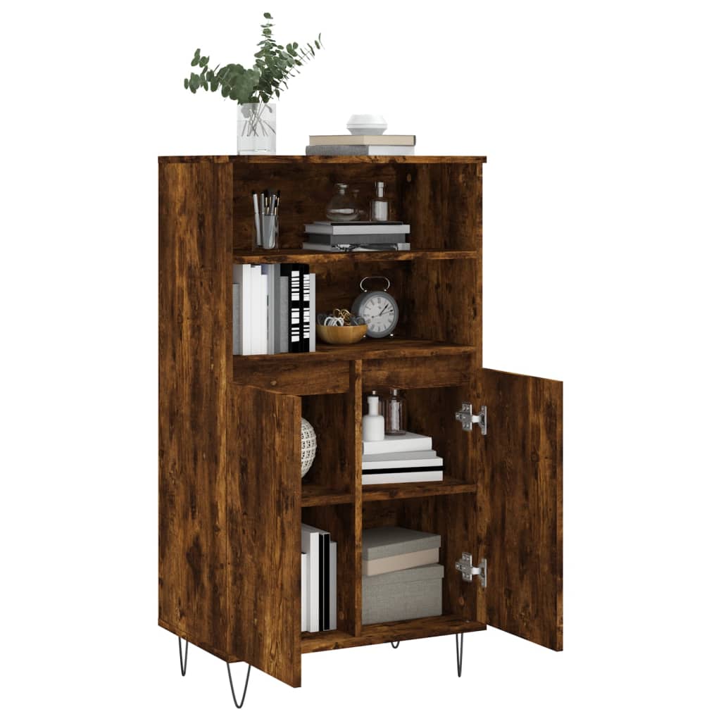 Visoka komoda dimljenog hrasta 60x36x110 cm konstruiranog drva