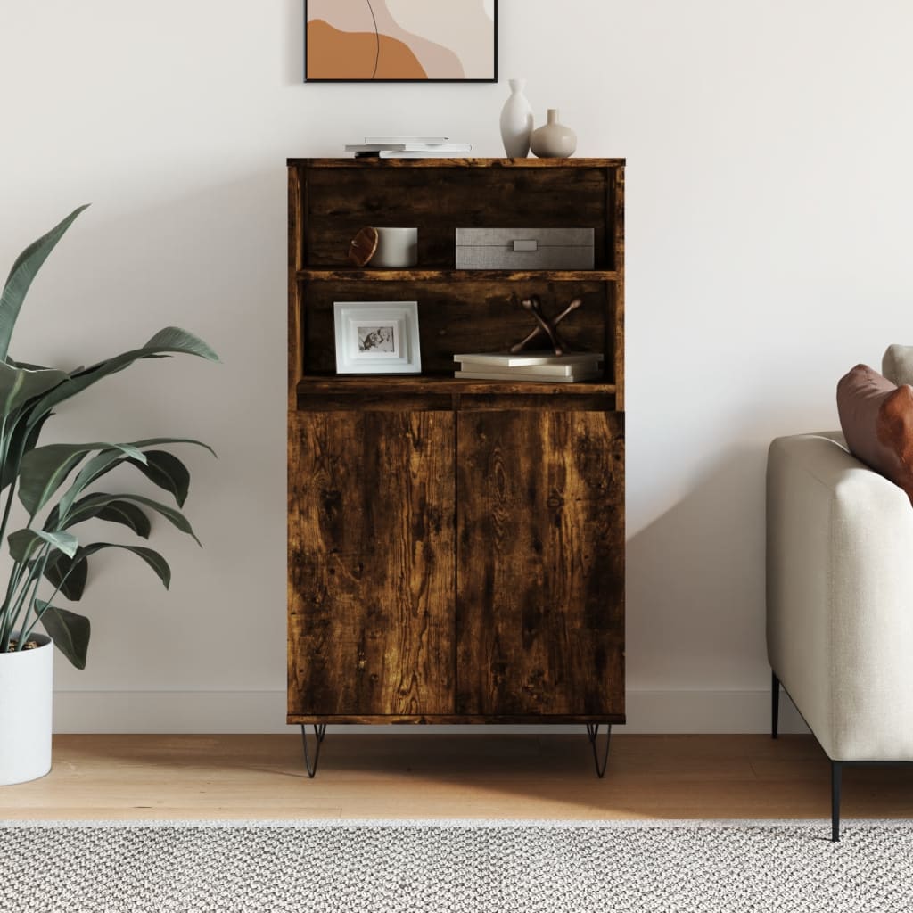 Visoka komoda dimljenog hrasta 60x36x110 cm konstruiranog drva