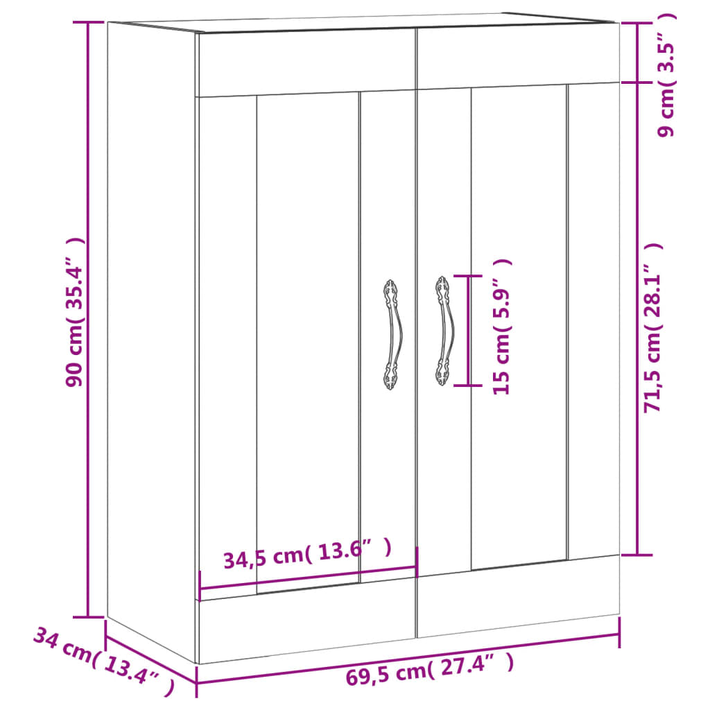 Zidni ormarić boja hrasta sonome 69,5x34x90cm konstruirano drvo