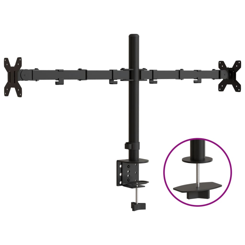 Dvostruki nosač za monitor crni čelični VESA 75/100 mm