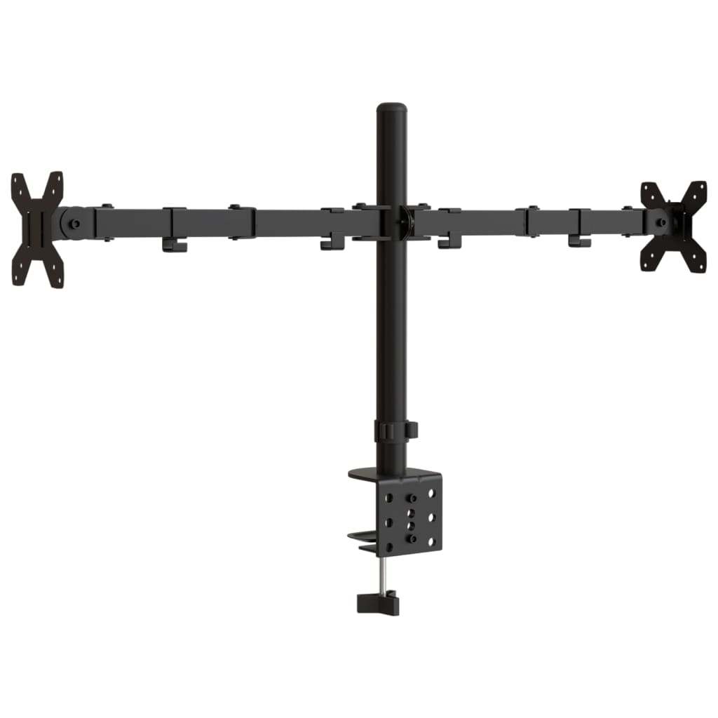 Dvostruki nosač za monitor crni čelični VESA 75/100 mm