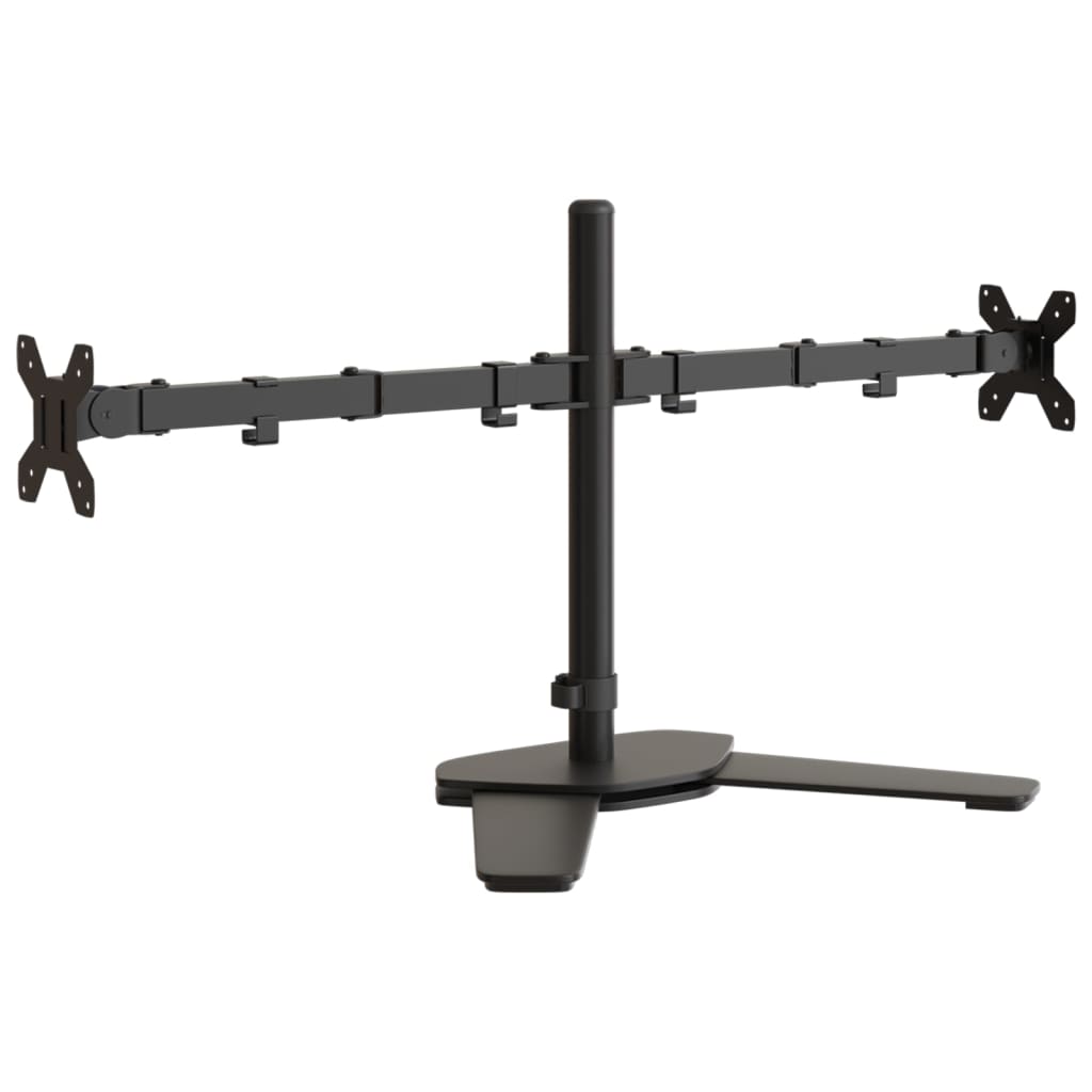 Dvostruki nosač za monitor crni čelični VESA 75/100 mm