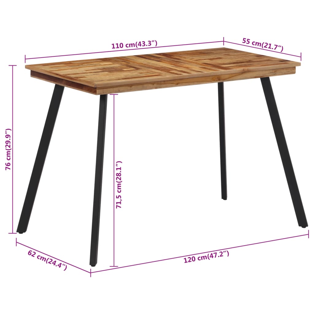 Blagovaonski stol 120 x 62 x 76 cm od masivne tikovine