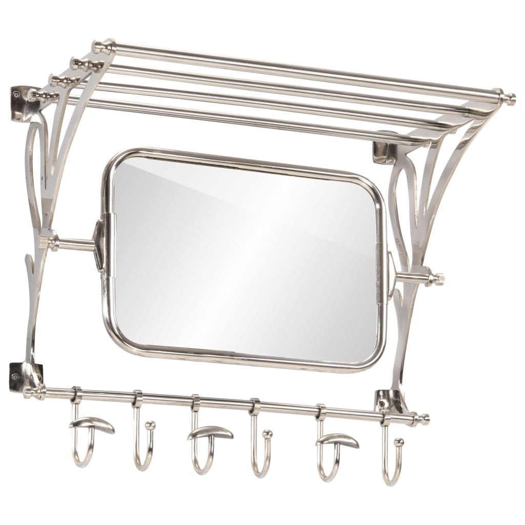 Stalak za prtljagu s vješalicama i zidnim ogledalom aluminijski Srebrna 81 x 38 x 60 cm