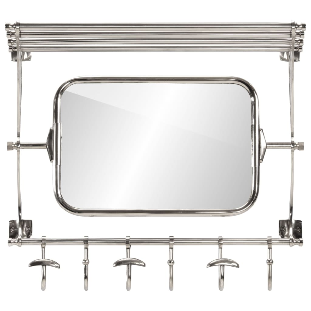 Stalak za prtljagu s vješalicama i zidnim ogledalom aluminijski Srebrna 81 x 38 x 60 cm
