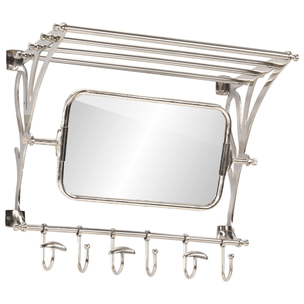 Stalak za prtljagu s vješalicama i zidnim ogledalom aluminijski Srebrna 81 x 38 x 60 cm