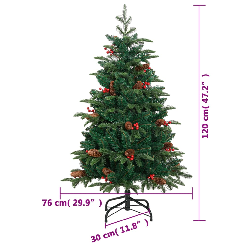 Umjetno božićno drvce sa šarkama, šiškama i bobicama 120 cm