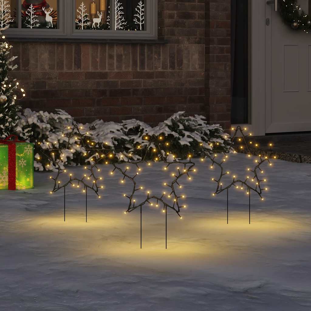 Ukrasna božićna svjetla sa šiljcima 3 kom zvijezde 50 LED 29 cm
