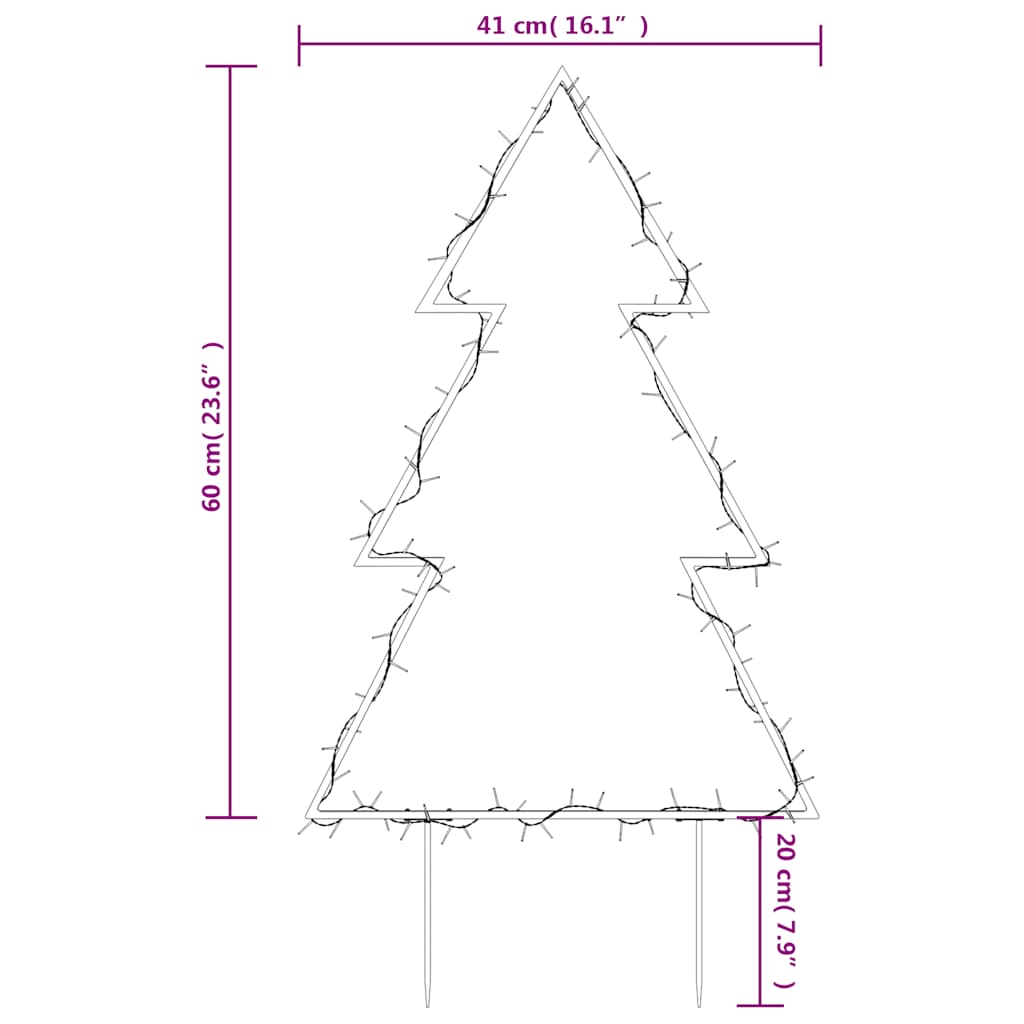 Ukrasno božićno drvce sa šiljcima 80 LED 60 cm