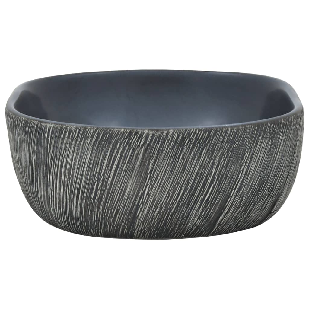 Nadgradni umivaonik crno-sivi ovalni 47 x 33 x 13 cm keramički