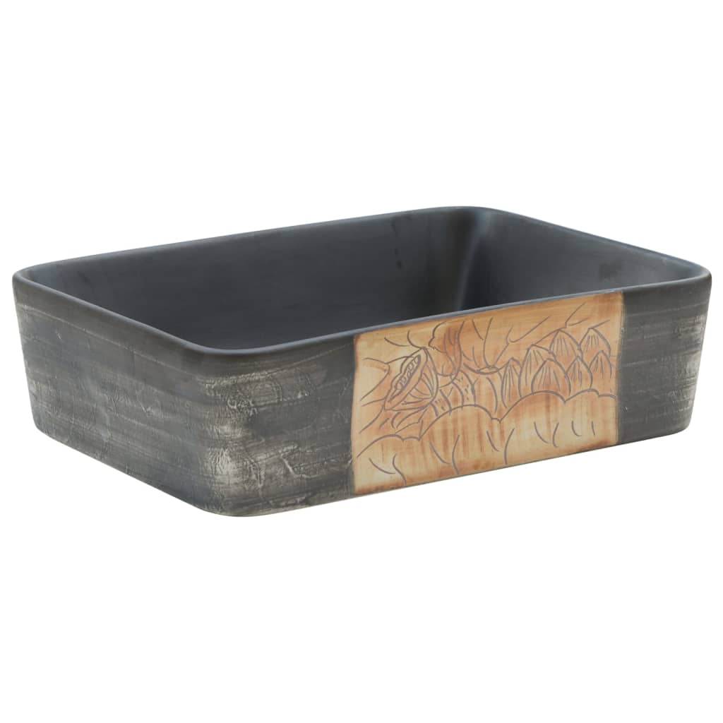 Nadgradni umivaonik crno-smeđi 46 x 35,5 x 13 cm keramički