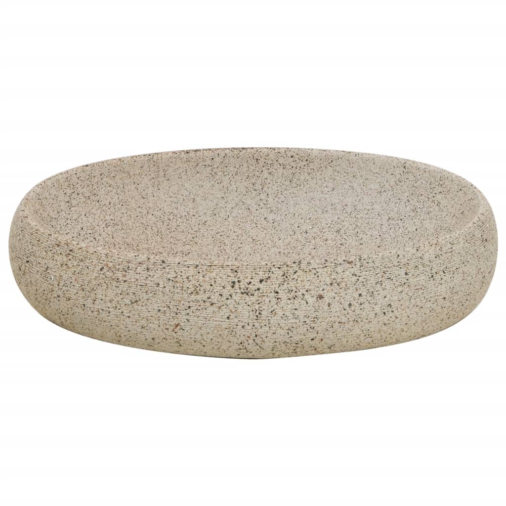 Nadgradni umivaonik boja pijeska ovalni 59x40x15 cm keramički