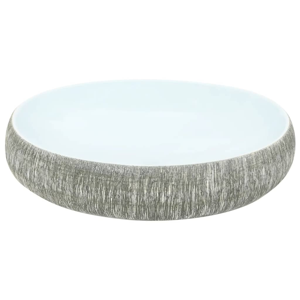 Nadgradni umivaonik sivo-plavi ovalni 59x40x15 cm keramički
