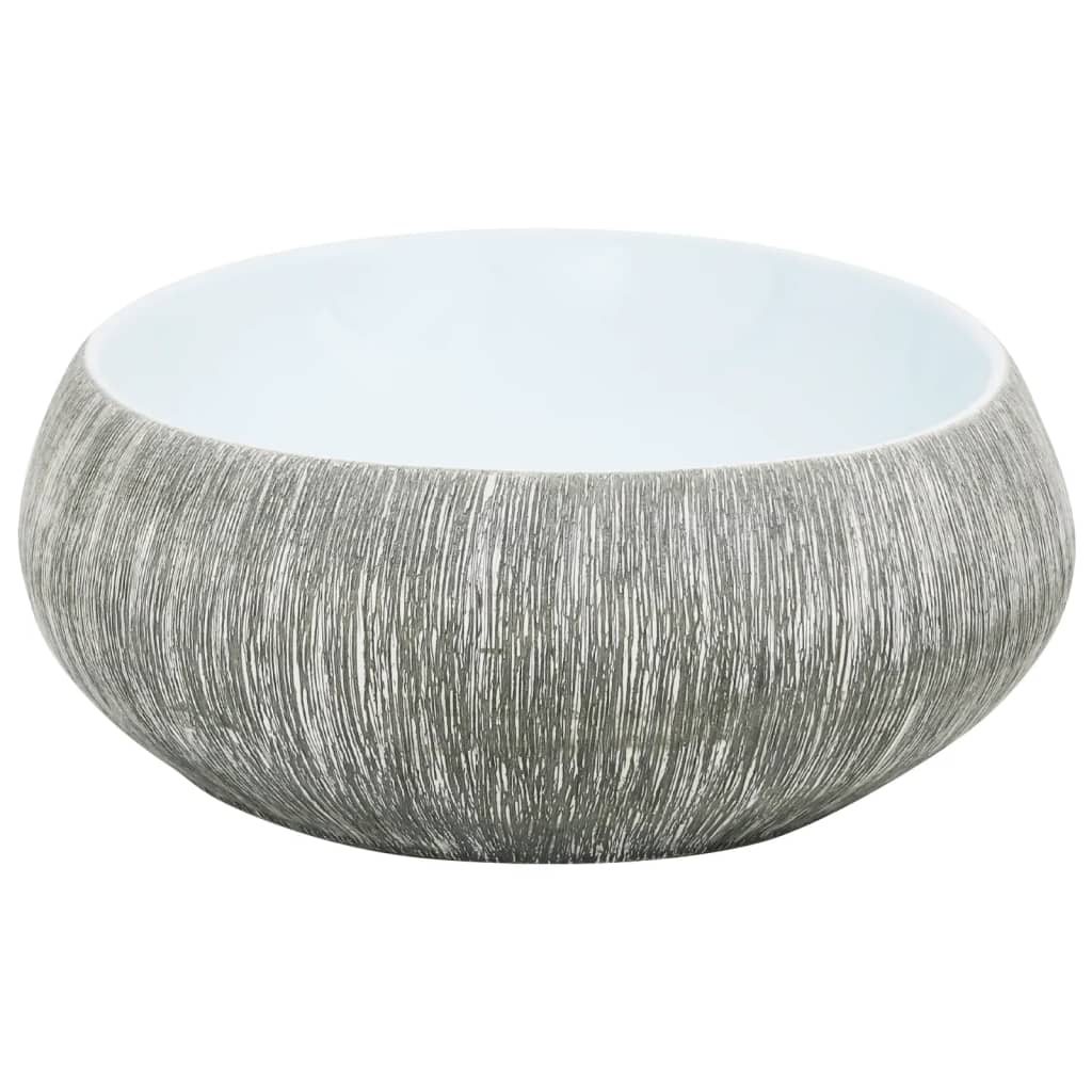 Nadgradni umivaonik sivo-plavi ovalni 59x40x15 cm keramički