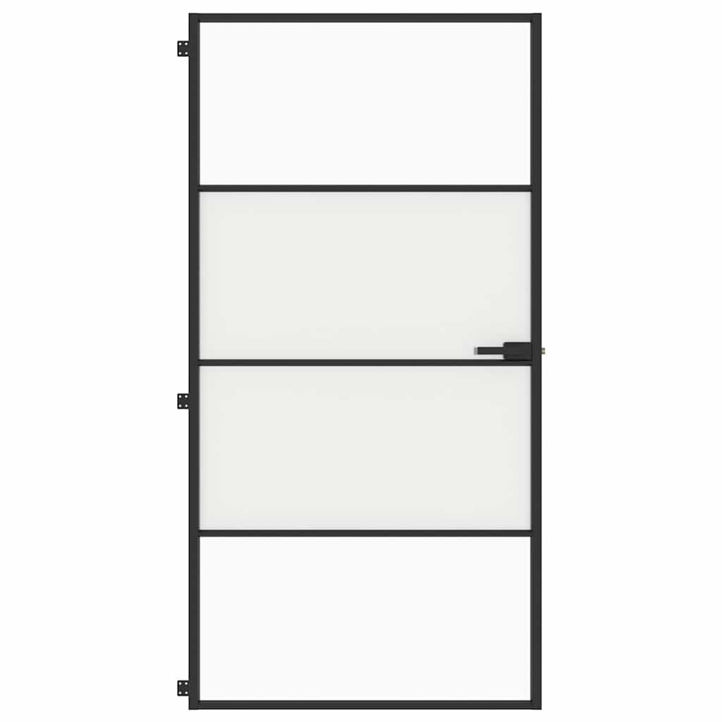 Sobna vrata tanka crna 102,5x201,5 cm kaljeno staklo i aluminij