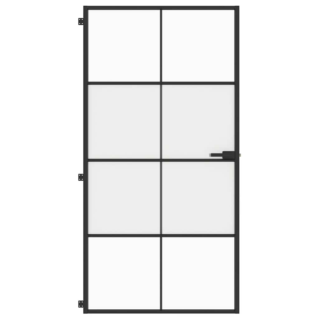 Sobna vrata tanka crna 102,5x201,5 cm kaljeno staklo i aluminij