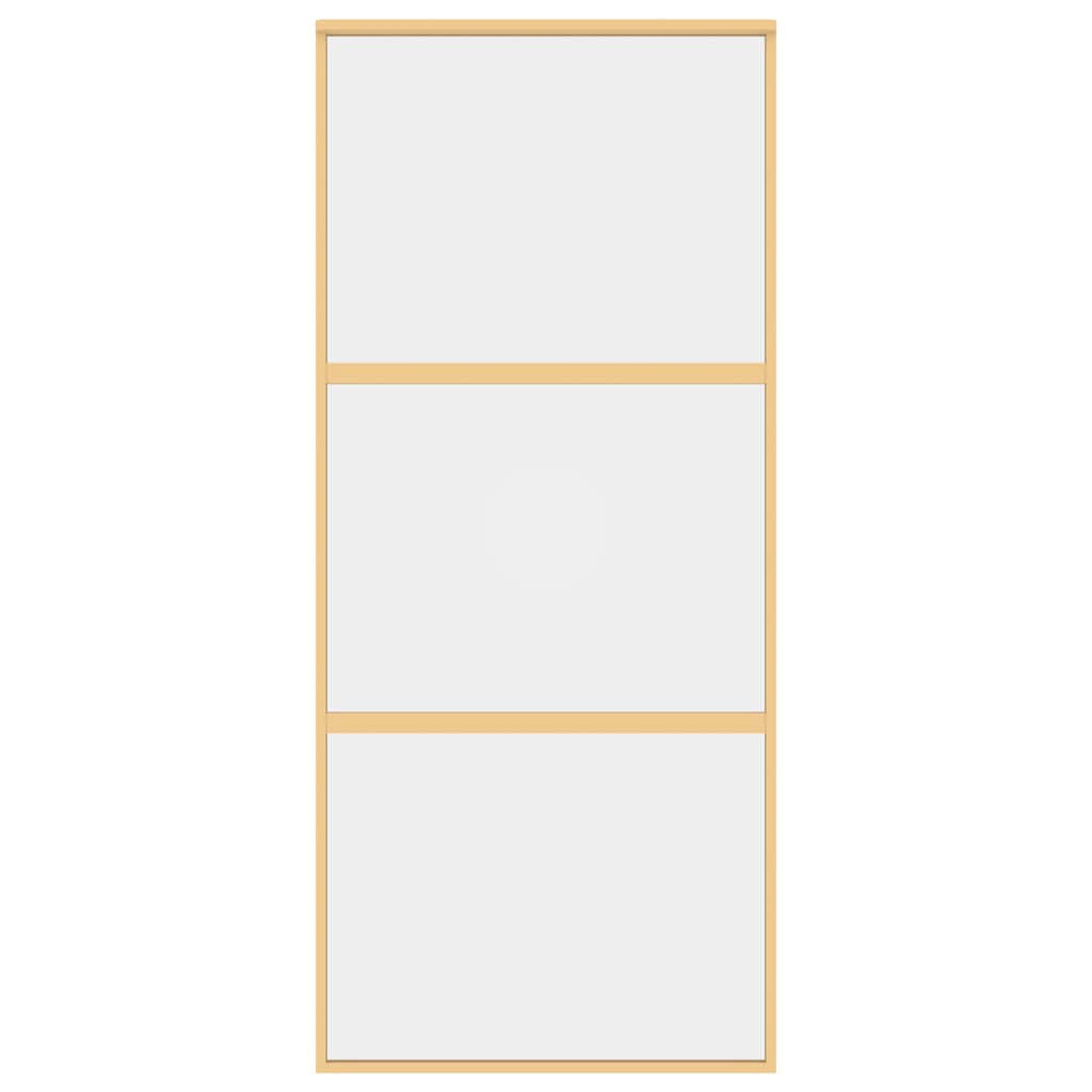 Klizna vrata zlatna 90 x 205 cm prozirno staklo ESG i aluminij