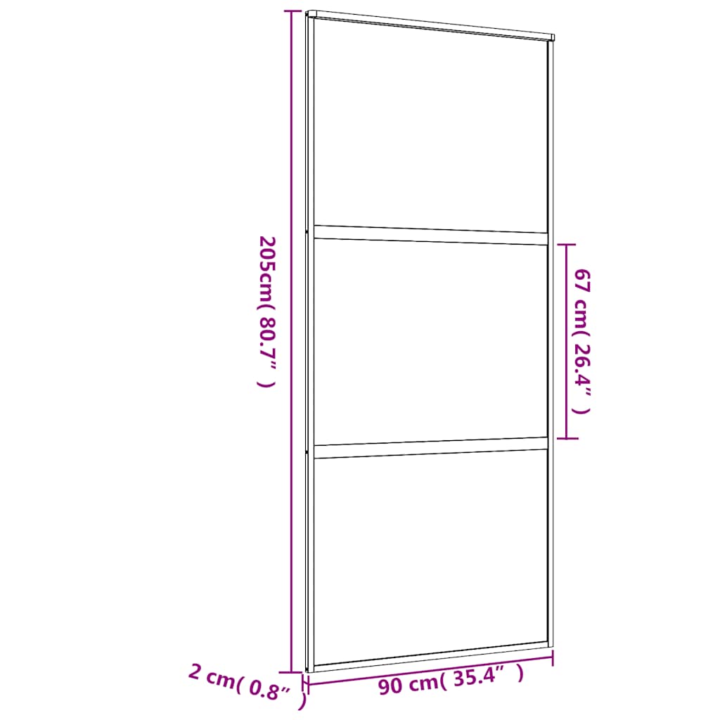 Klizna vrata zlatna 90 x 205 cm prozirno staklo ESG i aluminij