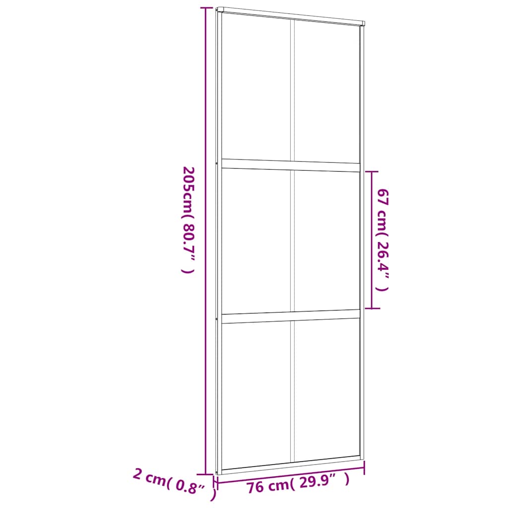 Klizna vrata zlatna 76x205 cm prozirno staklo ESG i aluminij