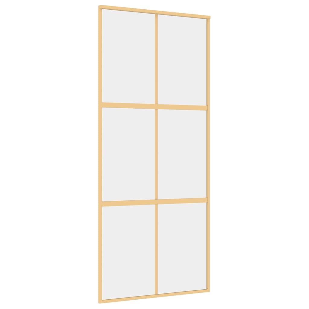 Klizna vrata zlatna 90 x 205 cm prozirno staklo ESG i aluminij