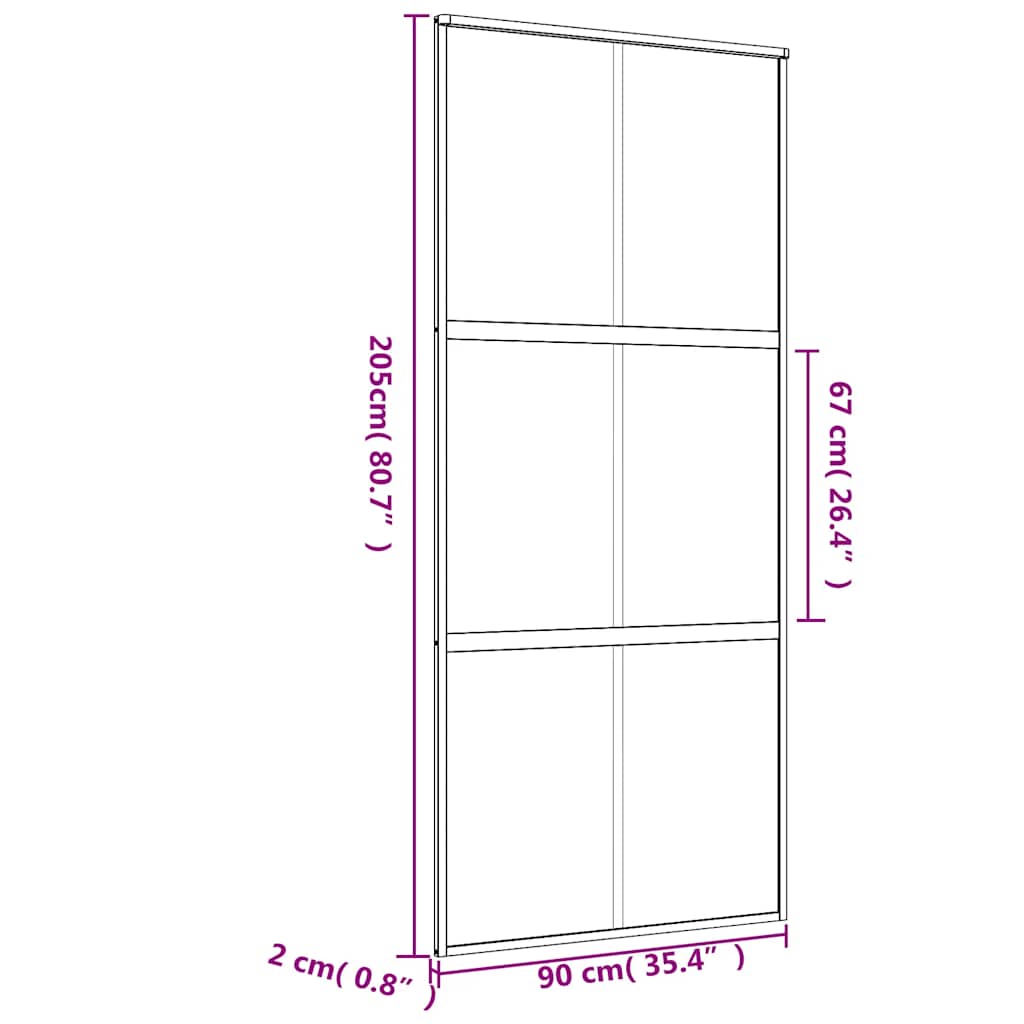 Klizna vrata zlatna 90 x 205 cm matirano staklo ESG i aluminij