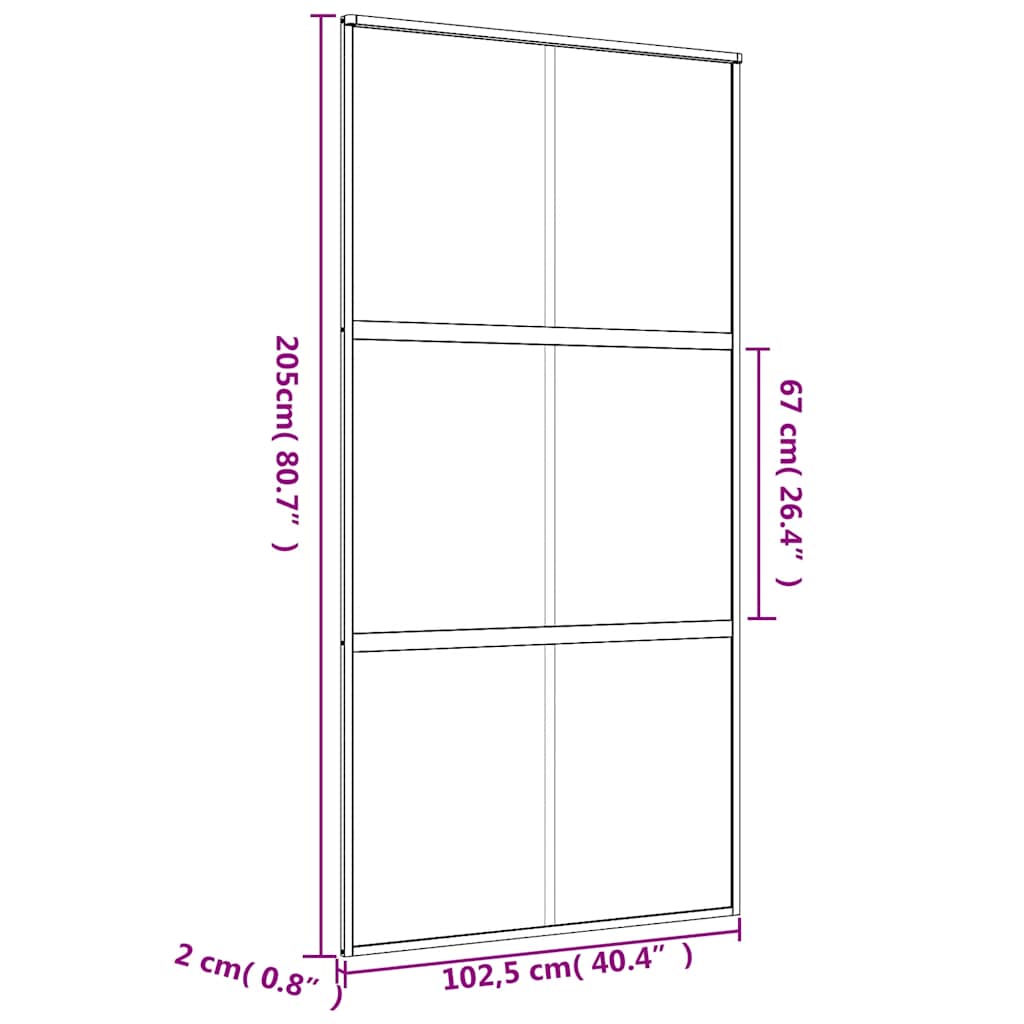 Klizna vrata zlatna 102,5x205 cm matirano staklo ESG i aluminij