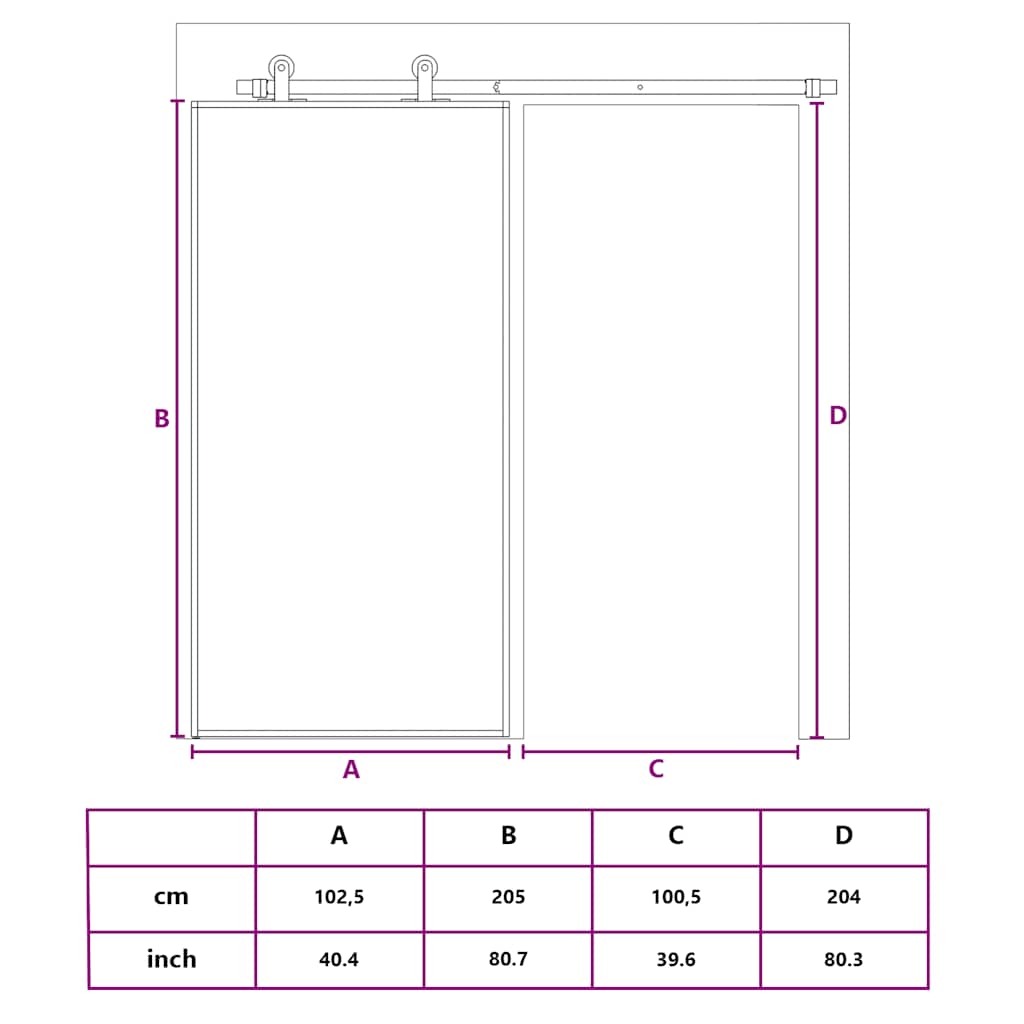 Klizna vrata zlatna 102,5x205 cm matirano staklo ESG i aluminij