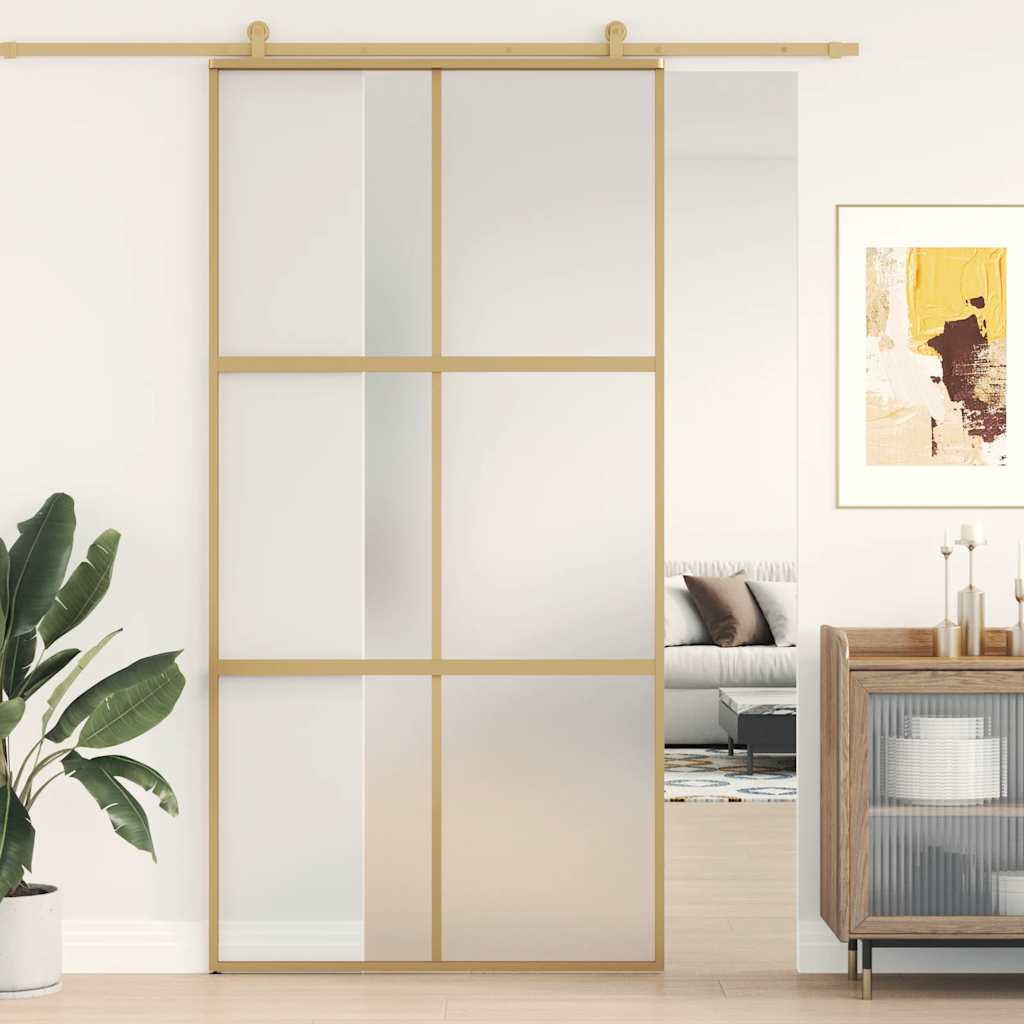 Klizna vrata zlatna 102,5x205 cm matirano staklo ESG i aluminij