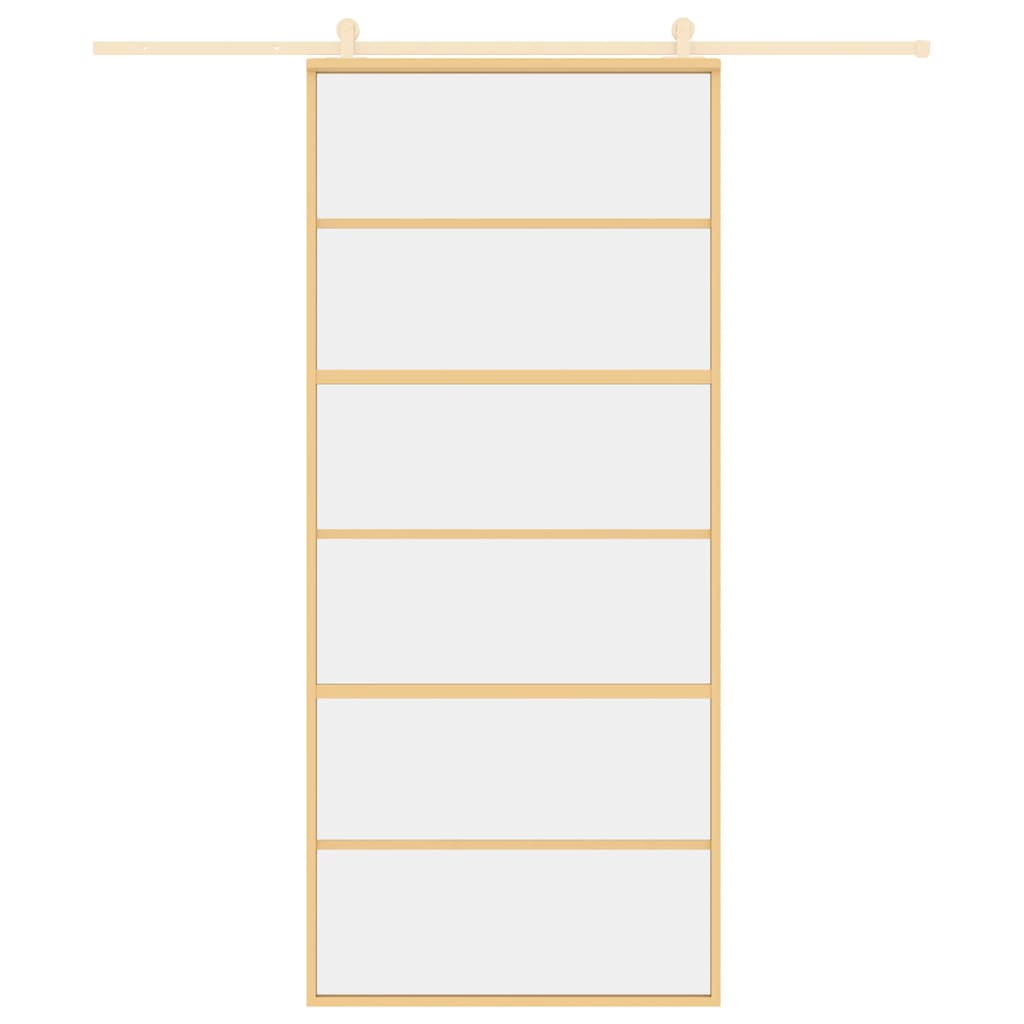 Klizna vrata zlatna 90 x 205 cm prozirno staklo ESG i aluminij