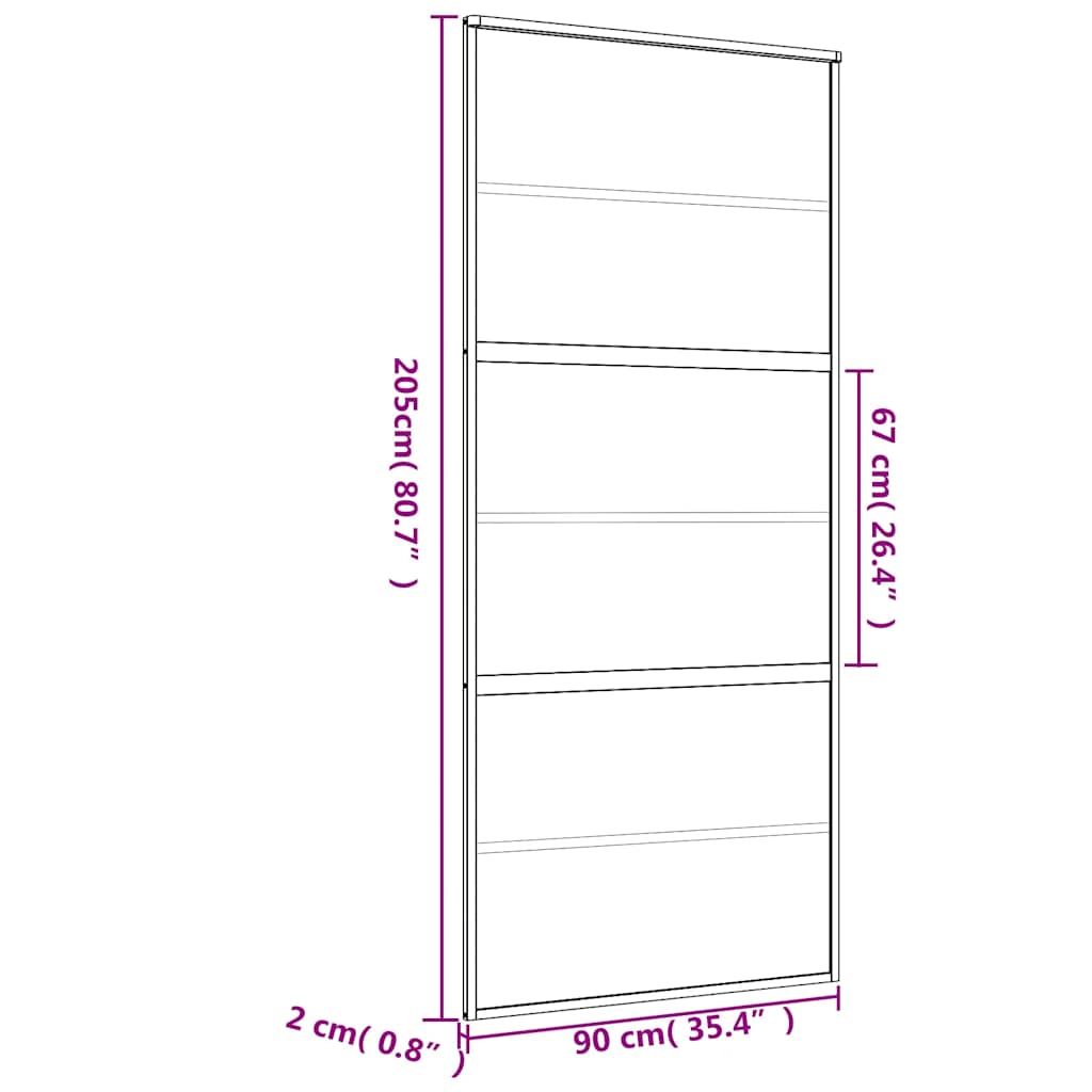Klizna vrata zlatna 90 x 205 cm prozirno staklo ESG i aluminij